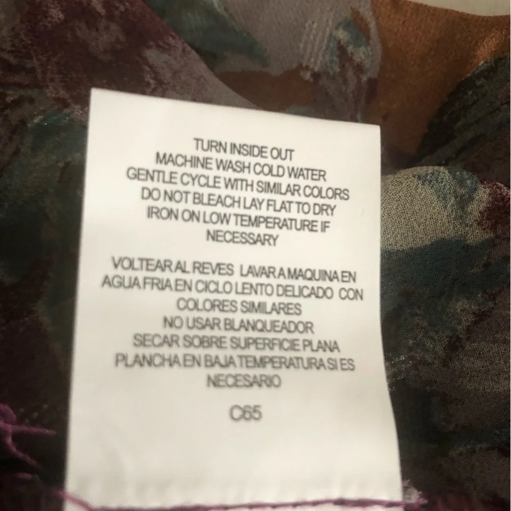 Anthropologie Fig & Flower Mixed Media Floral Button Front Semi Sheer Boho Plus - Picture 14 of 16